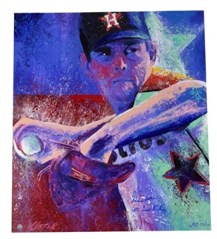 Nolan Ryan Signed & Inscribed Billy Lopa Players Proof #33/34 Stretched Giclee